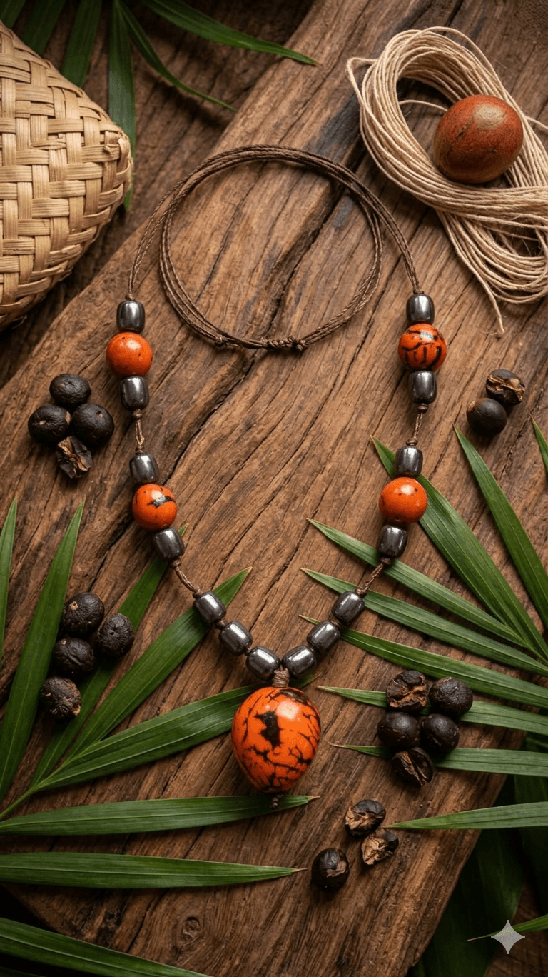 Colar Ancestral Jarina Laranja & Açaí